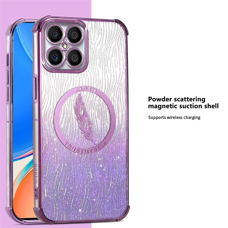 KADEM For Honor X8 4G Étui TPU Électroplaqué Paillettes Couvercle de Téléphone - Violet
