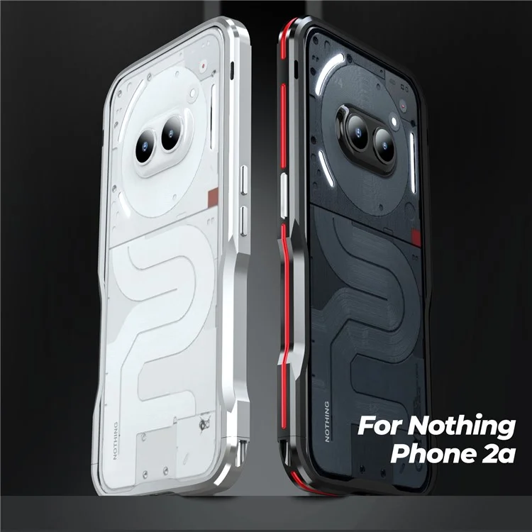 LUPHIE Per Nothing Phone (2a) Plus / Phone (2a) Custodia Telaio Paraurti in Metallo Antishock - Nero / Rosso