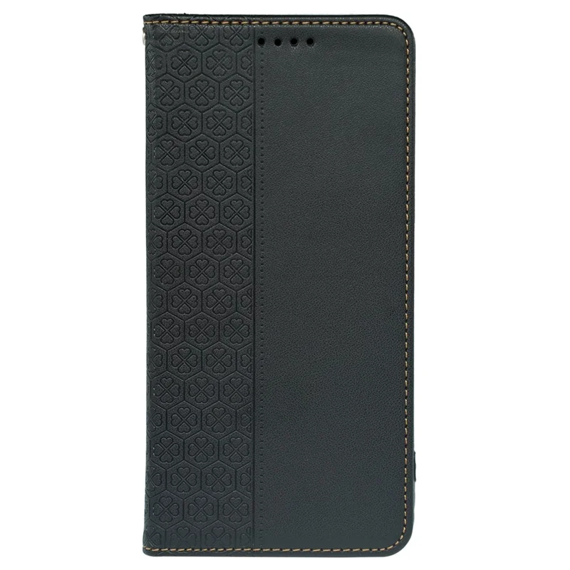 For T-Mobile REVVL 7 Pro / T Phone 2 Pro Case Leather Phone Cover Four-leaf Clover Imprinted - Black
