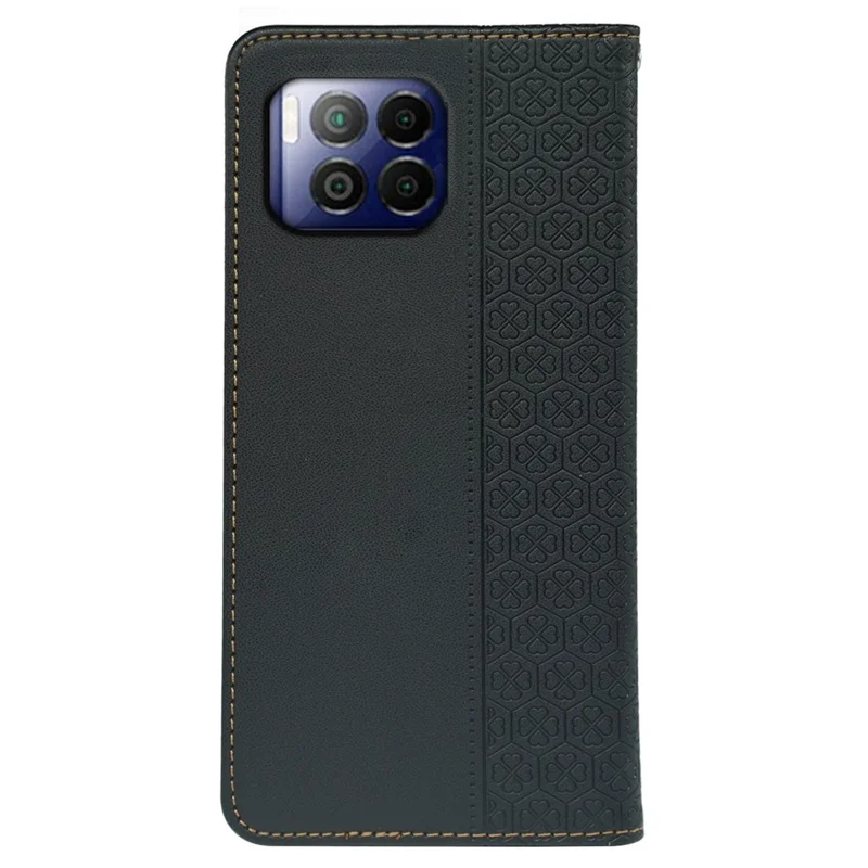 For T-Mobile REVVL 7 Pro / T Phone 2 Pro Case Leather Phone Cover Four-leaf Clover Imprinted - Black