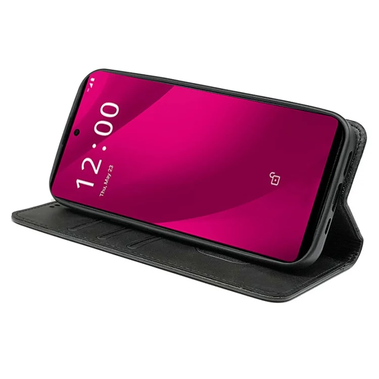For T-Mobile REVVL 7 Pro / T Phone 2 Pro Case Leather Phone Cover Magnetic Closing - Black