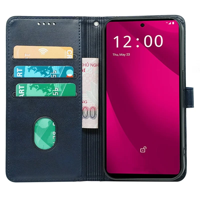 For T-Mobile REVVL 7 Pro / T Phone 2 Pro Case Wallet Magnetic Clasp Leather Phone Cover - Blue