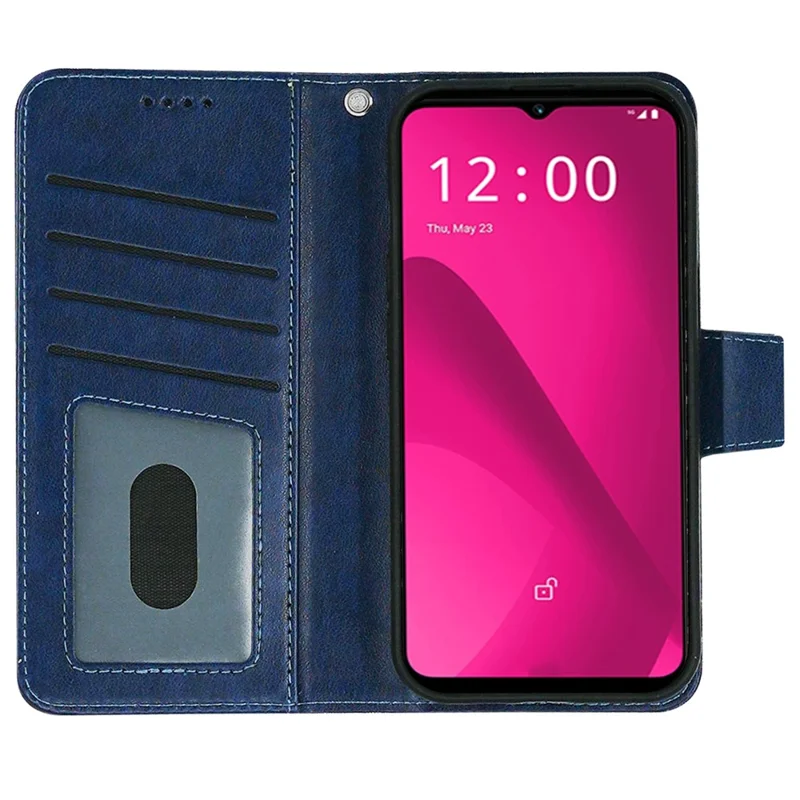 For T-Mobile REVVL 7 / T Phone 2 Case Stand Strong Magnetic Leather Phone Cover - Blue
