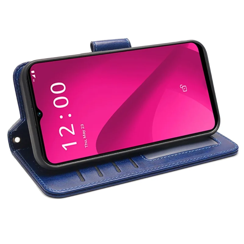 For T-Mobile REVVL 7 / T Phone 2 Case Stand Strong Magnetic Leather Phone Cover - Blue