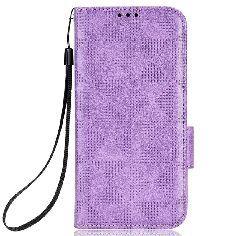 For Honor X9 5G / X30 5G / Magic4 Lite 5G Imprinted Triangle Pattern PU Leather Magnetic Flip Cover Stand Hand Strap Wallet Purse Case - Purple