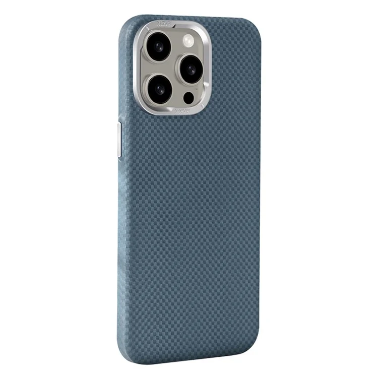 X-LEVEL For iPhone 15 Pro Max Phone Case Magnetic Carbon Fiber+Metal Cover Compatible with MagSafe - Blue
