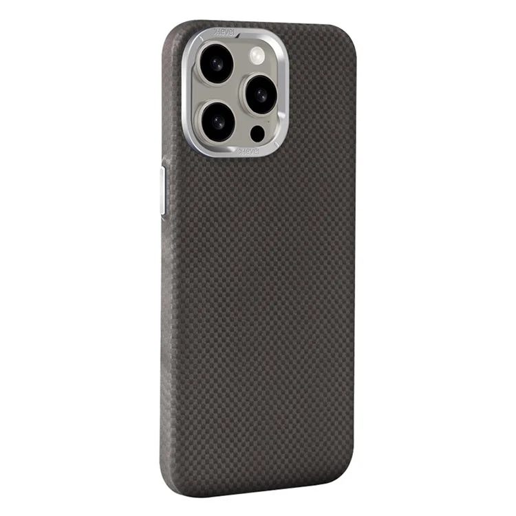 X-LEVEL For iPhone 14 Pro Max Cell Phone Case Carbon Fiber+Metal Cover Compatible with MagSafe - Black