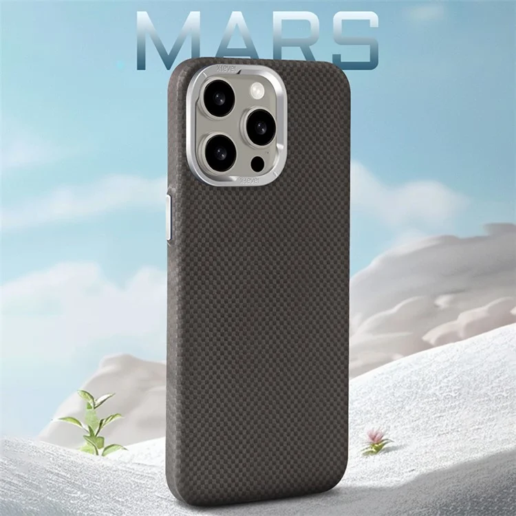 X-LEVEL For iPhone 14 Pro Max Cell Phone Case Carbon Fiber+Metal Cover Compatible with MagSafe - Black