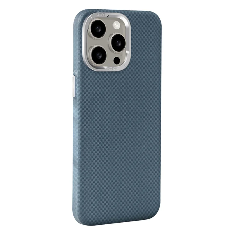 X-LEVEL For iPhone 14 Pro Max Cell Phone Case Carbon Fiber+Metal Cover Compatible with MagSafe - Blue