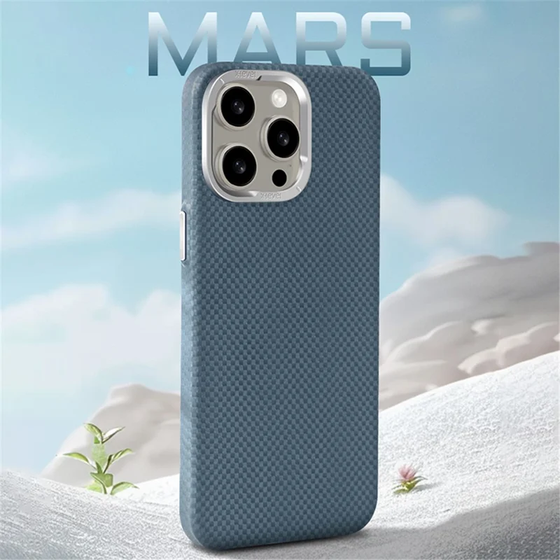 X-LEVEL For iPhone 14 Pro Max Cell Phone Case Carbon Fiber+Metal Cover Compatible with MagSafe - Blue