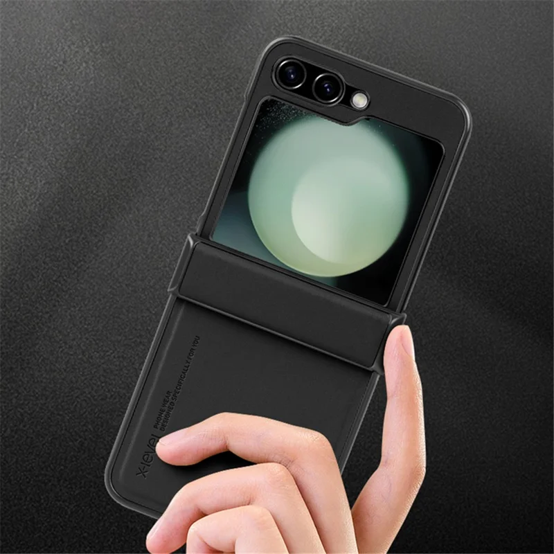 X-LEVEL For Samsung Galaxy Z Flip5 5G Phone Case PU Leather+PC+TPU Cell Phone Cover - Black