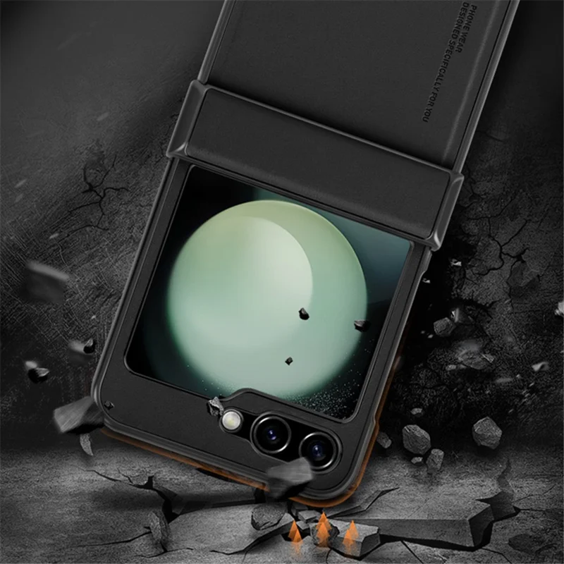 X-LEVEL For Samsung Galaxy Z Flip5 5G Phone Case PU Leather+PC+TPU Cell Phone Cover - Black