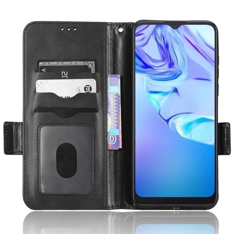 Для TCL 30 SE / 30E / 305 / 306 Imprinted Triangle Pattern PU Leather Wallet Flip Cover Stand Magnetic Closure Folio Case with Wrist Strap - Черный