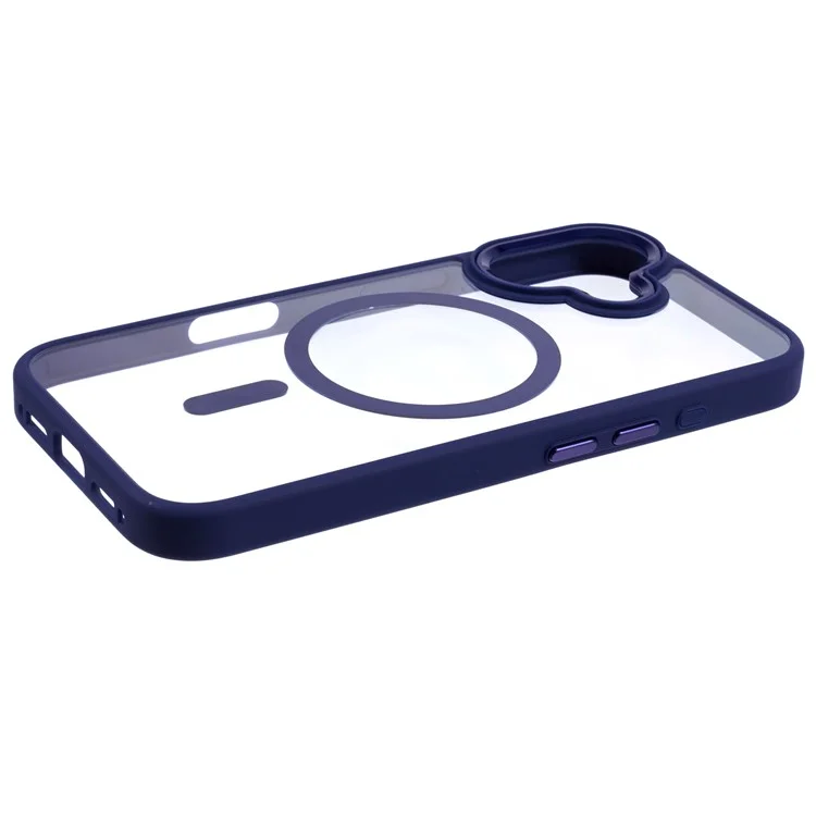 Für iPhone 16 kompatibel mit MagSafe-Handyhülle, transparente PC+TPU-Rückseite - Blau