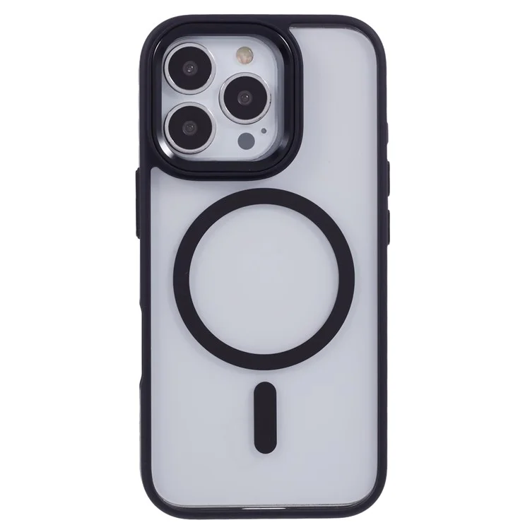 Funda para iPhone 16 Pro Compatible con MagSafe - Cubierta trasera de PC+TPU transparente - Negro