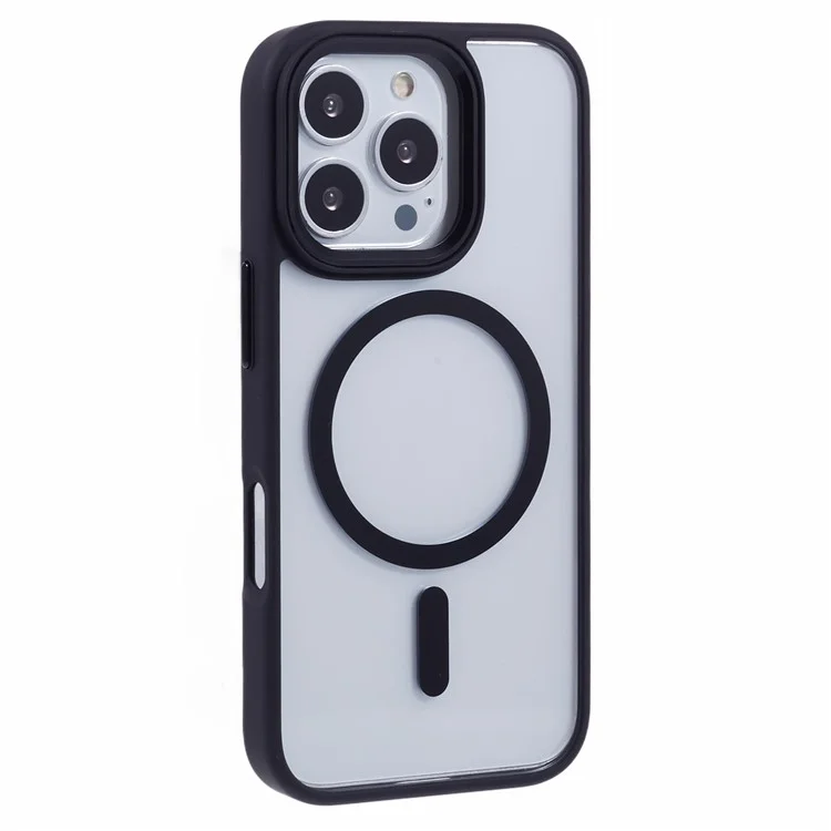 Funda para iPhone 16 Pro Compatible con MagSafe - Cubierta trasera de PC+TPU transparente - Negro