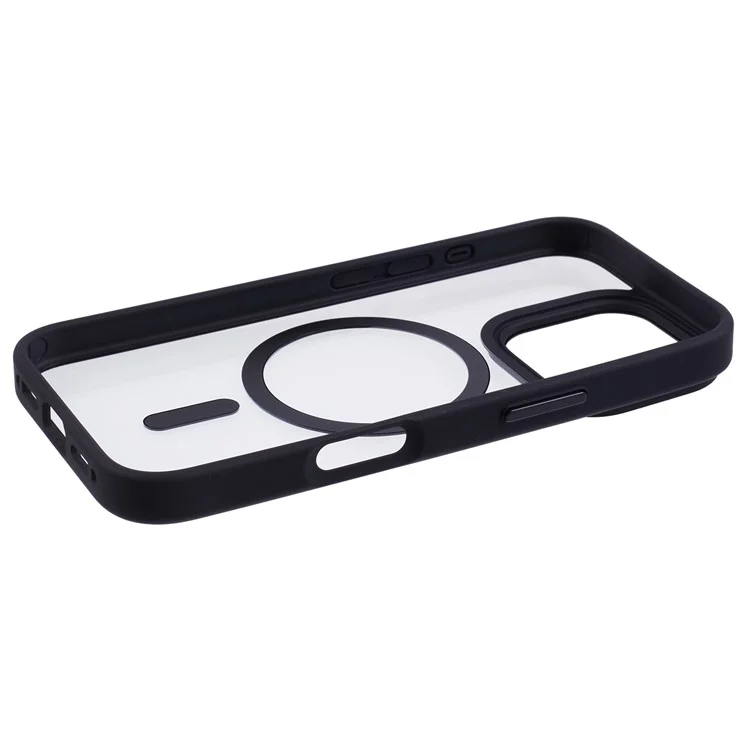 Funda para iPhone 16 Pro Compatible con MagSafe - Cubierta trasera de PC+TPU transparente - Negro
