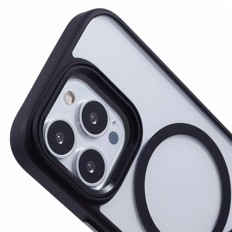 Funda para iPhone 16 Pro Compatible con MagSafe - Cubierta trasera de PC+TPU transparente - Negro