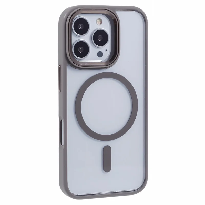 For iPhone 16 Pro Compatible with MagSafe Phone Case Clear PC+TPU Back Cover - Grey
