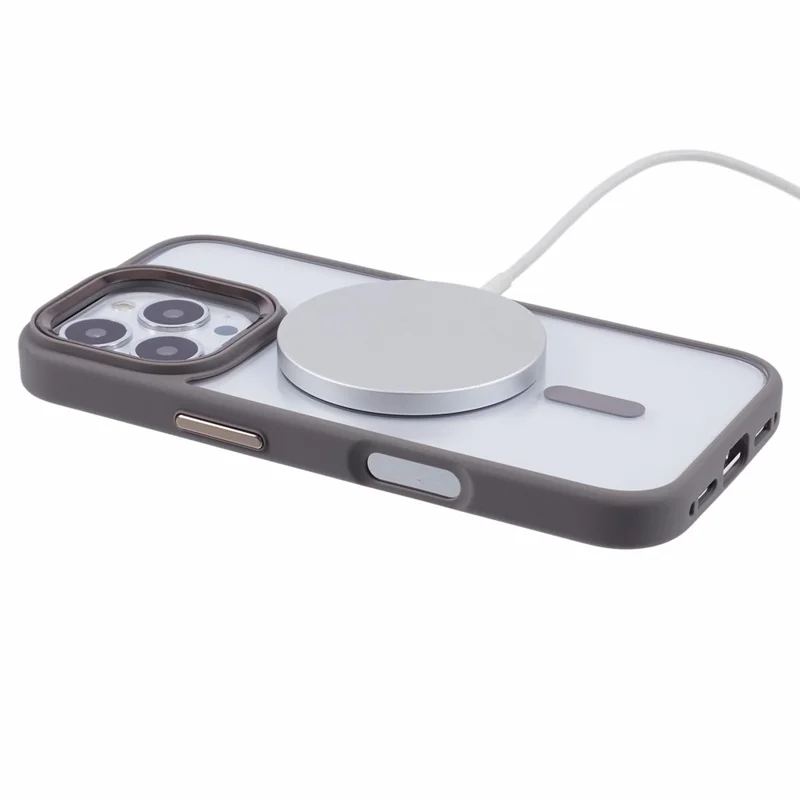 For iPhone 16 Pro Compatible with MagSafe Phone Case Clear PC+TPU Back Cover - Grey