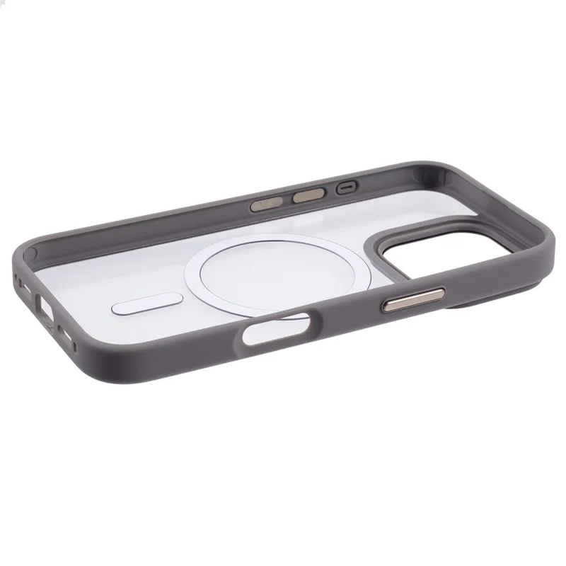 For iPhone 16 Pro Compatible with MagSafe Phone Case Clear PC+TPU Back Cover - Grey