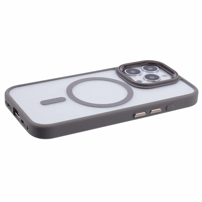 For iPhone 16 Pro Compatible with MagSafe Phone Case Clear PC+TPU Back Cover - Grey