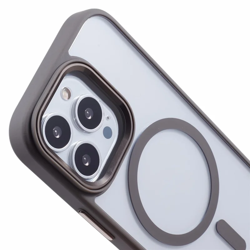 For iPhone 16 Pro Compatible with MagSafe Phone Case Clear PC+TPU Back Cover - Grey