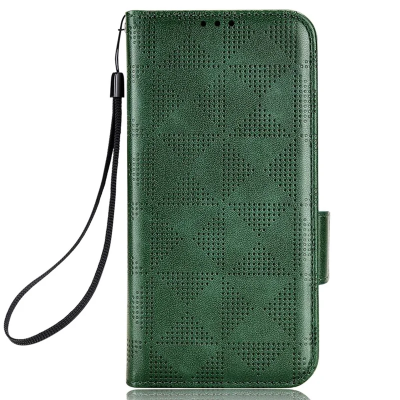 For Xiaomi Redmi K40 Gaming / Poco F3 GT PU Leather Flip Phone Case Stand Wallet Imprinted Triangle Pattern Magnetic Protective Cover with Strap - Green