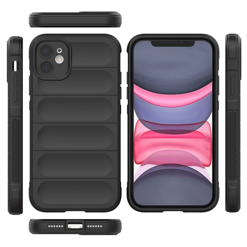 For iPhone 11 Phone Case Anti-Scratch Soft TPU Rugged Back Cover - Black