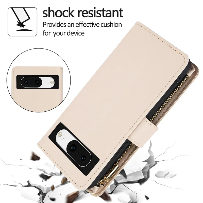 Für Google Pixel 8 Case Chic Rhombus PU Leder Handyhülle mit Schulterriemen - Aprikose