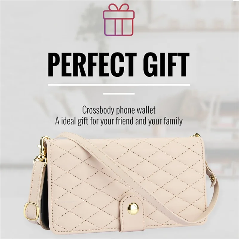 Für Google Pixel 8 Case Chic Rhombus PU Leder Handyhülle mit Schulterriemen - Aprikose