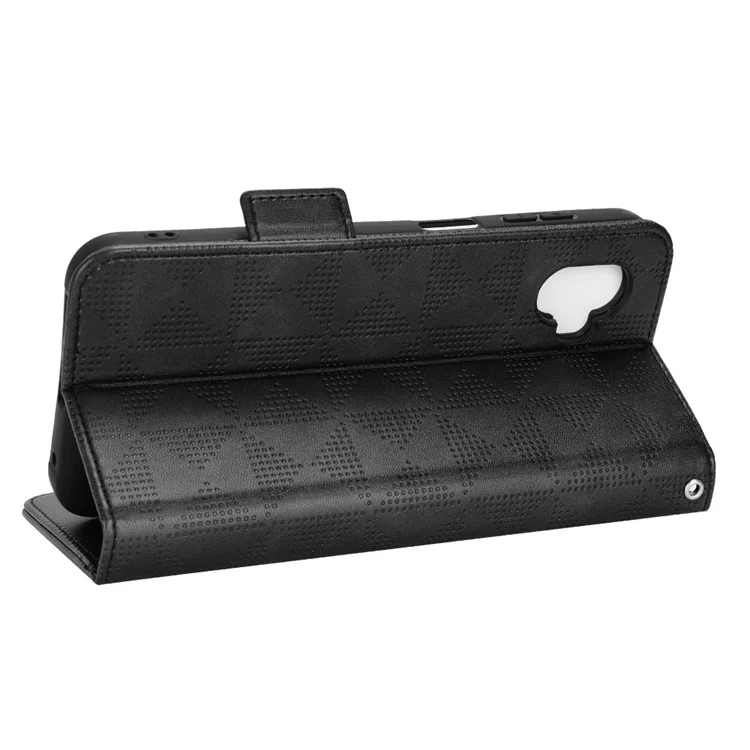 Para Samsung Galaxy Xcover6 Pro 5G Anti-shock Flip Telephip Case Soport Willet Triangle Triangle Pattern Magnetic PU Cubierta de Cuero Con Correa - Negro