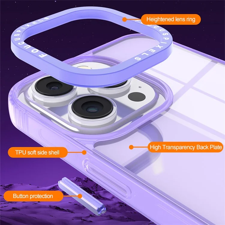 Étui de protection arrière pour iPhone 14 Pro, double couleur, anti-rayures, en TPU - Violet foncé