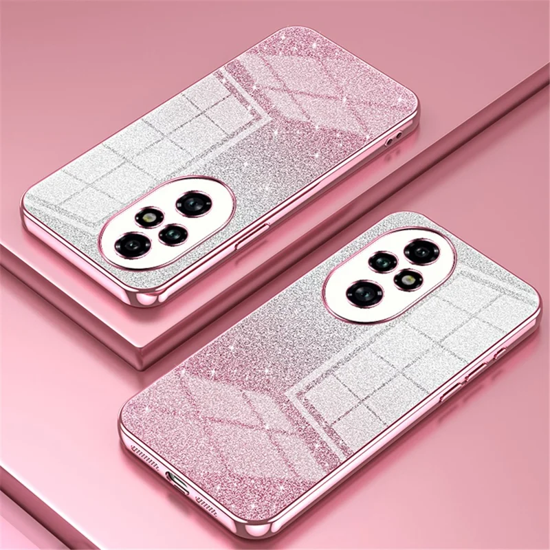 For Honor 200 Pro 5G Case Bling Gradient Glitter Soft TPU Phone Cover - Pink