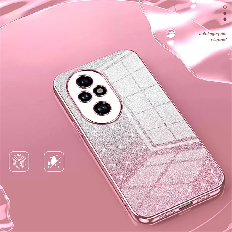 For Honor 200 Pro 5G Case Bling Gradient Glitter Soft TPU Phone Cover - Pink