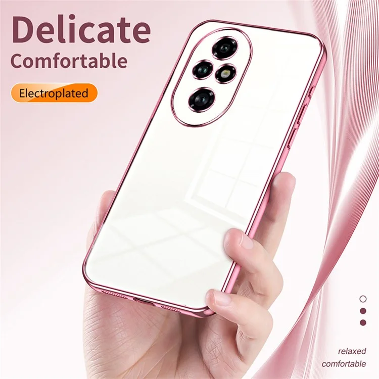 For Honor 200 Pro 5G Case TPU Phone Cover Electroplating Frame Edge - Pink