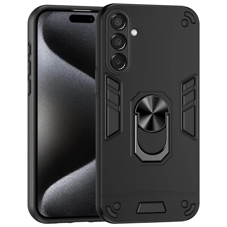 Funda para Samsung Galaxy M15 5G Carcasa PC+TPU Cubierta del teléfono con Anillo Soporte - Negro