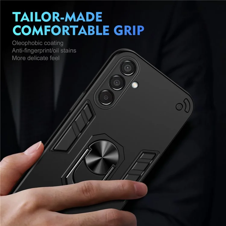 Funda para Samsung Galaxy M15 5G Carcasa PC+TPU Cubierta del teléfono con Anillo Soporte - Negro