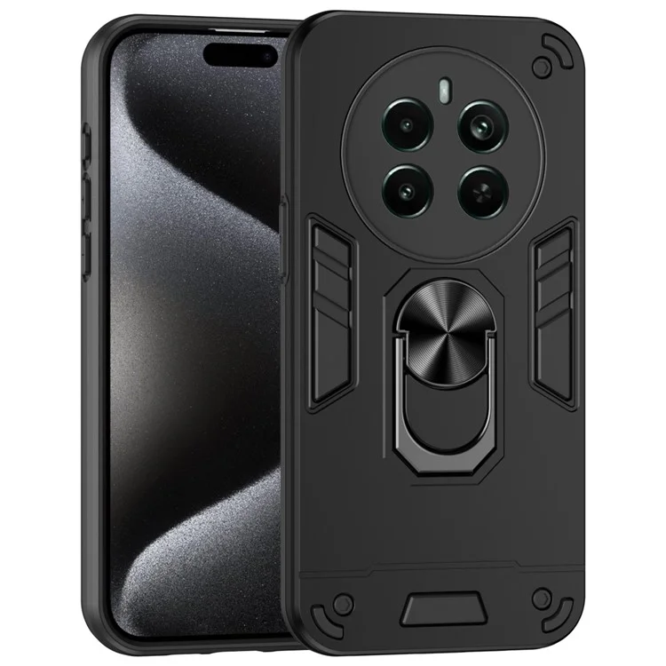 Per Realme Narzo 70 Pro 5G Custodia Supporto Rotante PC+TPU Supporto per Auto Magnetico Custodia per Telefono - Nero