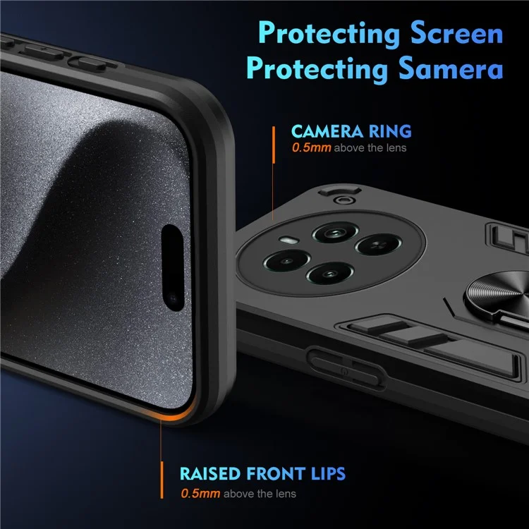 Per Realme Narzo 70 Pro 5G Custodia Supporto Rotante PC+TPU Supporto per Auto Magnetico Custodia per Telefono - Nero