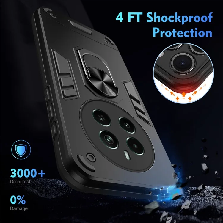 Per Realme Narzo 70 Pro 5G Custodia Supporto Rotante PC+TPU Supporto per Auto Magnetico Custodia per Telefono - Nero