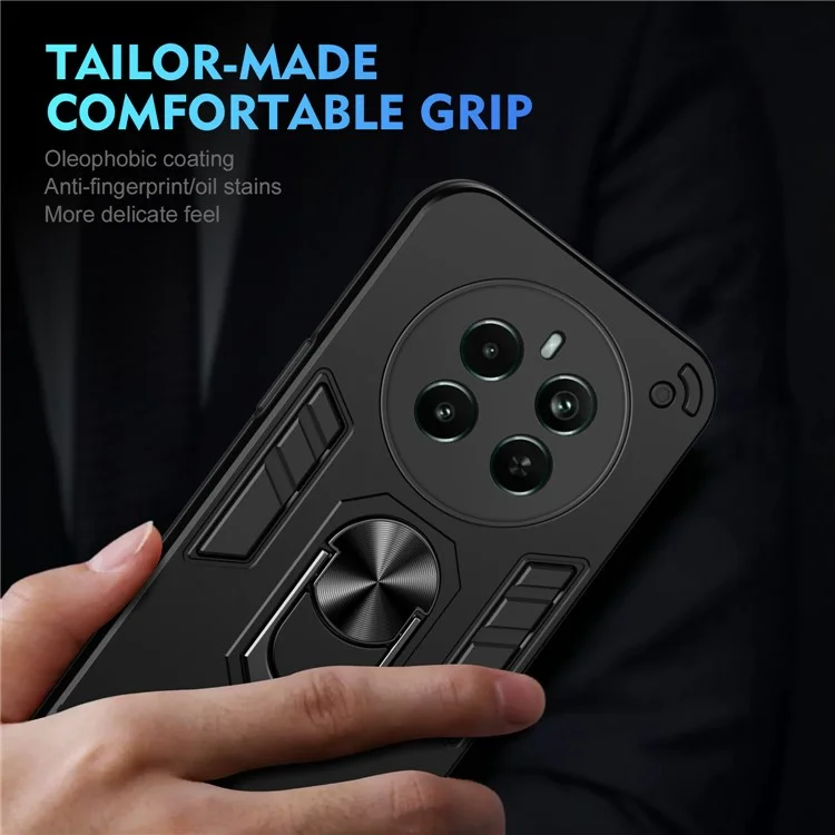 Per Realme Narzo 70 Pro 5G Custodia Supporto Rotante PC+TPU Supporto per Auto Magnetico Custodia per Telefono - Nero