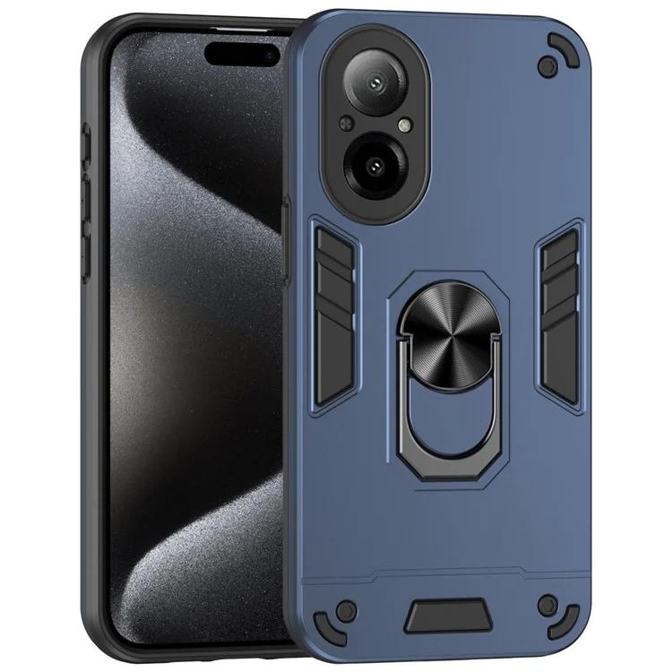 For Realme C67 4G Case Kickstand PC+TPU Shockproof Phone Cover - Blue