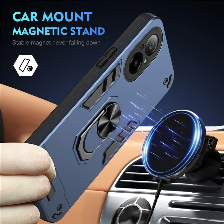 For Realme C67 4G Case Kickstand PC+TPU Shockproof Phone Cover - Blue