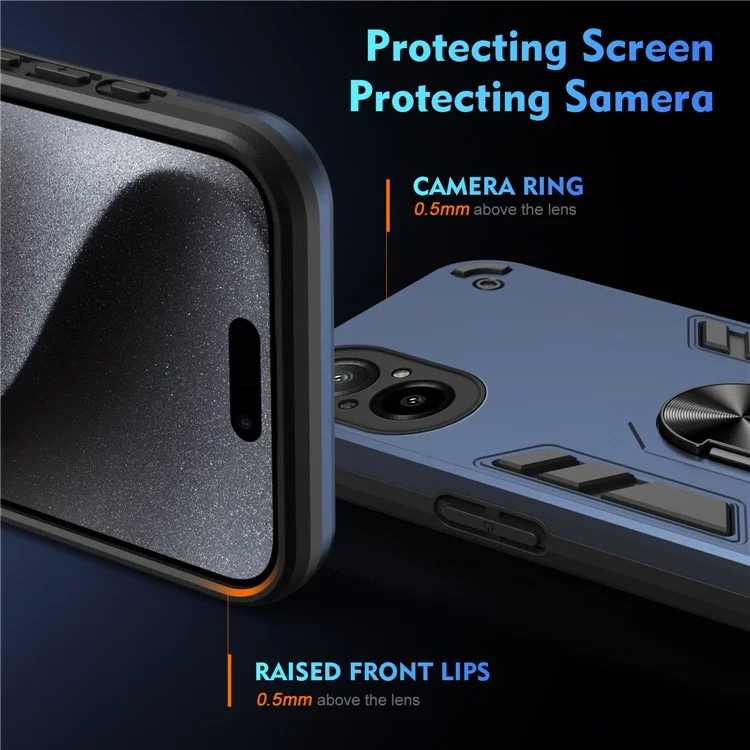 For Realme C67 4G Case Kickstand PC+TPU Shockproof Phone Cover - Blue