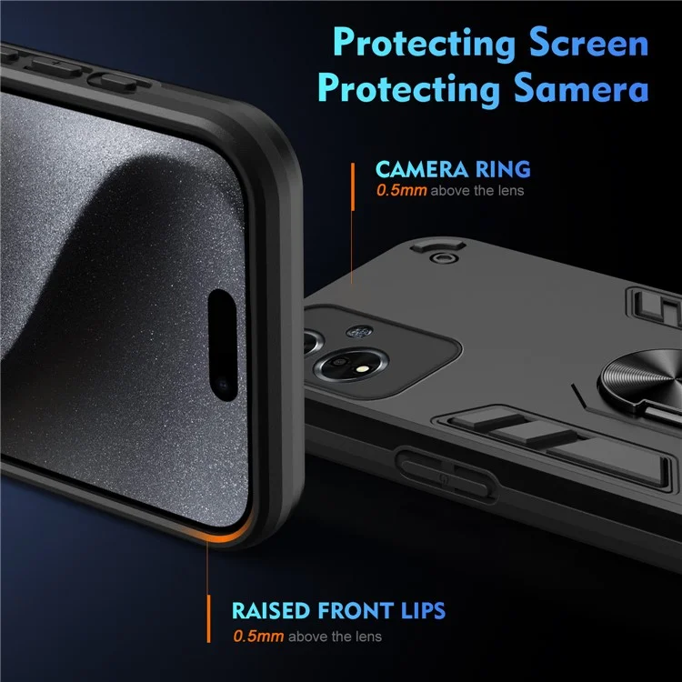 Чехол для Oppo A59 5G Anti-Drop Kickstand PC+TPU - черный