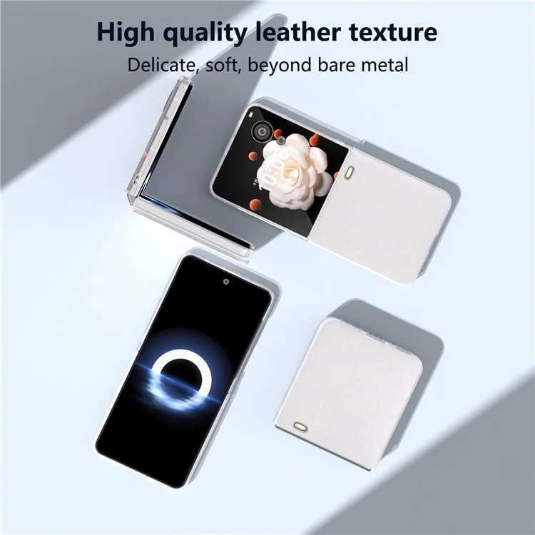 For Honor Magic V Flip 5G Case Matte Frame PU Leder+PC Glitzer Handyhülle - Weiß