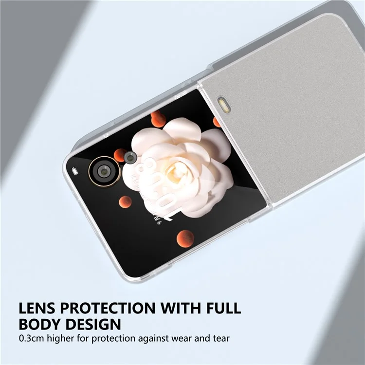 For Honor Magic V Flip 5G Case Matte Frame PU Leder+PC Glitzer Handyhülle - Weiß