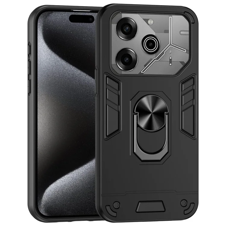 Für TECNO Pova 6 Pro 5G Case PC+TPU Kickstand Schutzhülle - Schwarz