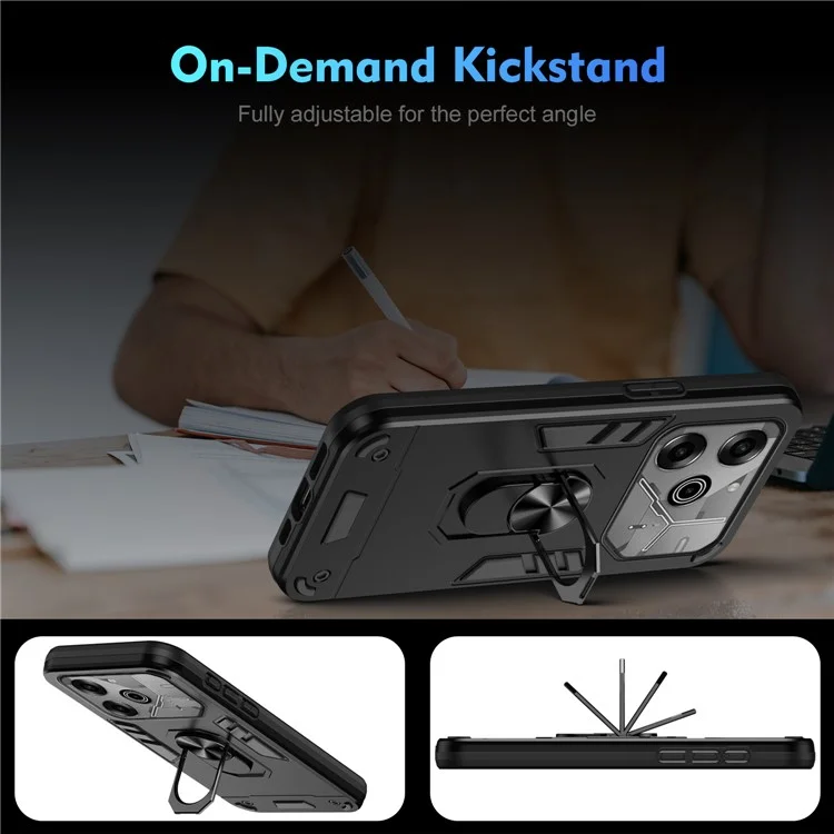 Für TECNO Pova 6 Pro 5G Case PC+TPU Kickstand Schutzhülle - Schwarz